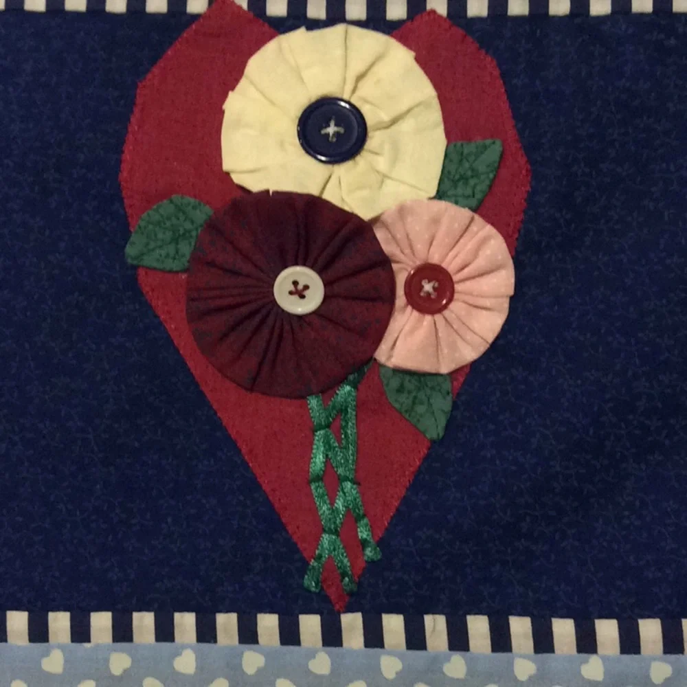 Pillow Cases Covers Set of 2 Patchwork with Buttons Flowers Hearts